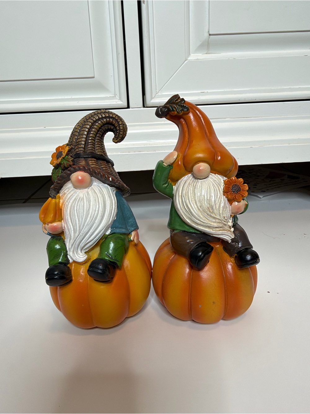 Autumn Gnome Pumpkin Figurine Set - Orange
